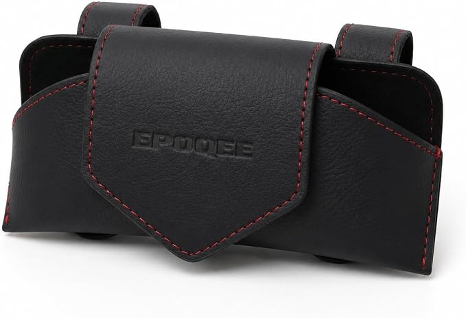 Leather Sunglasses Holder for Car Visor, Magnetic Case, Black | Fully enclosed cowhide case protects lenses; magnetic one-hand closure clips securely to most car, SUV, and truck visors. by Unknown