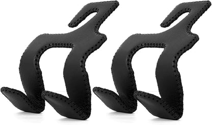 AMVOYOA 【2021 Upgraded】 Car Purse Hook, 2 in 1 Car Seat Headrest Hooks Durable Hanger Storage Holder Leather Organizer for Hanging Grocery Bags, 2 Pack, Black by AMVOYOA