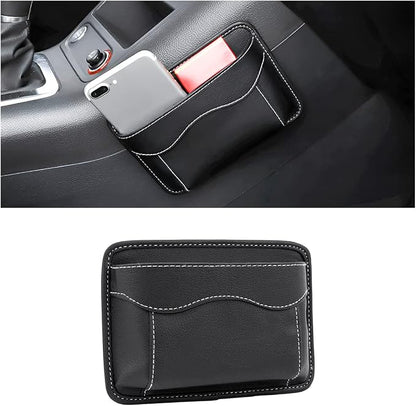 Moly Magnolia PU Leather Car Seat Side Pocket Organizer, Black/Flag | holds phones pens and cards, console door or narrow-gap placement, fits most cars, SUVs, and trucks, car interior accessories by Moly+Magnolia