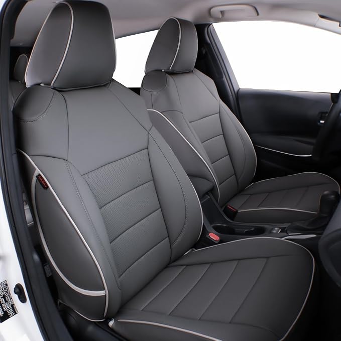 EKR Corolla Seat Covers Custom Fit for Toyota Corolla 2019 2020 2021 2022 2023 2024 2025 2026 Hatchback SE/XSE/Nightshade,Full Set Leather Car Seat Cover for SUV-Faux Leather(Gray) by EKR