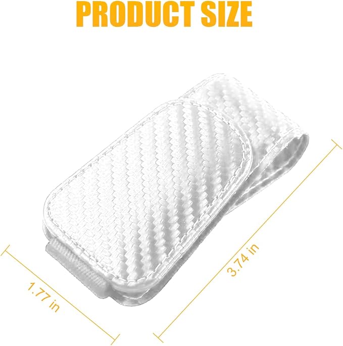 AICEL 2PCS Sunglasses Holders for Car Sun Visor, Carbon Fiber, White | Leather Eyeglasses Hanger Mounter, Magnetic Glasses Holder and Ticket Card Clip, Car Accessories, Universal Fit - Image 2