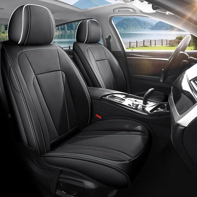 Car Seat Covers Full Set Custom Fit for Honda HR-V 2016-2026 , Black&White | Premium Faux Leather, Waterproof, Anti-Slip, Airbag Compatible, Breathable, Car Seat Protectors, 2 Rows 5 Seats by Unknown