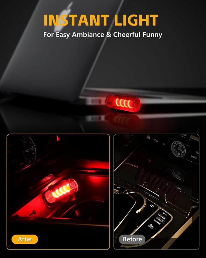2PCS [Retro Playful Style] USB Lights for Car, Touch Adjustment Lights, Plug in USB Car Interior Ambient Light, Mini Spiral LED USB Night Light for Camping, Christmas Decoration, Party (Red) - Image 2