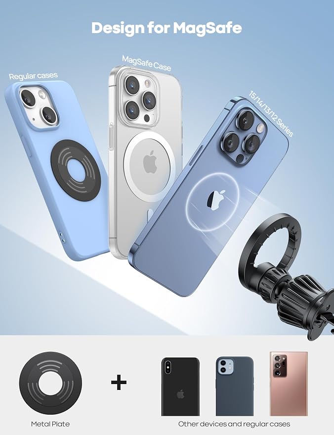 Lamicall for MagSafe Car Mount Vent 20 Super Magnets Accessories for iPhone | Magnetic Phone Holders for Your Car HandsFree Car Phone Holder Mount Air for Women Men Gift fit iPhone 17 16 15 Pro Max Black - Image 3