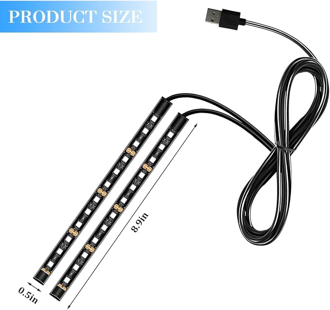 Car LED Strip Light, 12V 24 LED Vehicle Under Dash Neon Ambient Night Decor Lamp with USB Port, Automotive Interior Lighting Accessories, Universal for SUV Truck Sedan (White) - Image 2