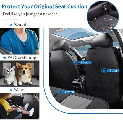 Front Seat Covers Custom Fit for Kia Seltos 2021-2026,Black&Gray | Luxury Faux Leather, Waterproof, Anti-Slip, Airbag Compatible, Breathable, Car Seat Protectors, 1 Row 2 Seats - Image 5
