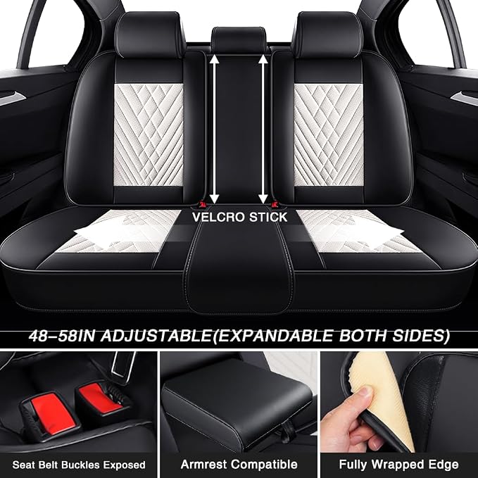 Fit for Toyota C-HR Seat Covers 2018-2022,Premium Leather, 360° Full Protection, Thick Padding & Memory Foam, Waterproof & Stain-Resistant Car Seat Cover Full Set (5 Seat,Cream White) - Image 7