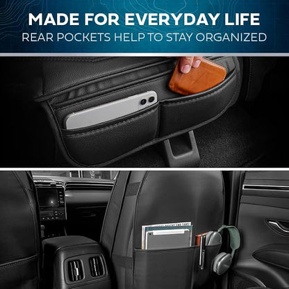MotorBox Classic Edition Seat Covers, Premium Faux Leather Seat Covers for Cars Trucks Vans SUV, Semi Custom Fit Car Seat Covers Front Seats Only, Automotive Interior Cover - Gray | Charcoal and Black Car Seat Covers, Waterproof Leather Seat Covers, Ca... - Image 6