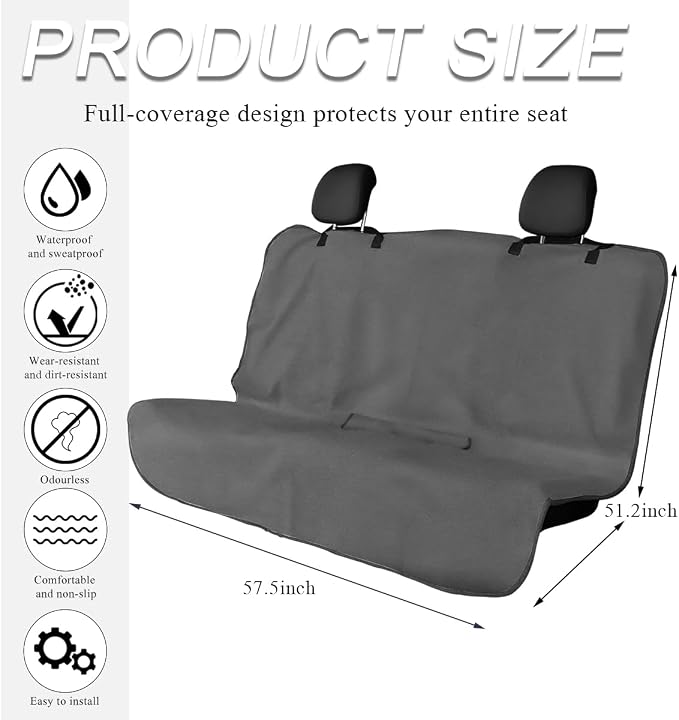 DXNQ Car Towel Seat Cover, Waterproof Sweating Non-Slip Premium Soft Towel Carseat Protector, Universal Machine Washable Car Truck SUV Front Seat Cover for Gym Workout Beach Hiking (Gray, Rear) - Image 2