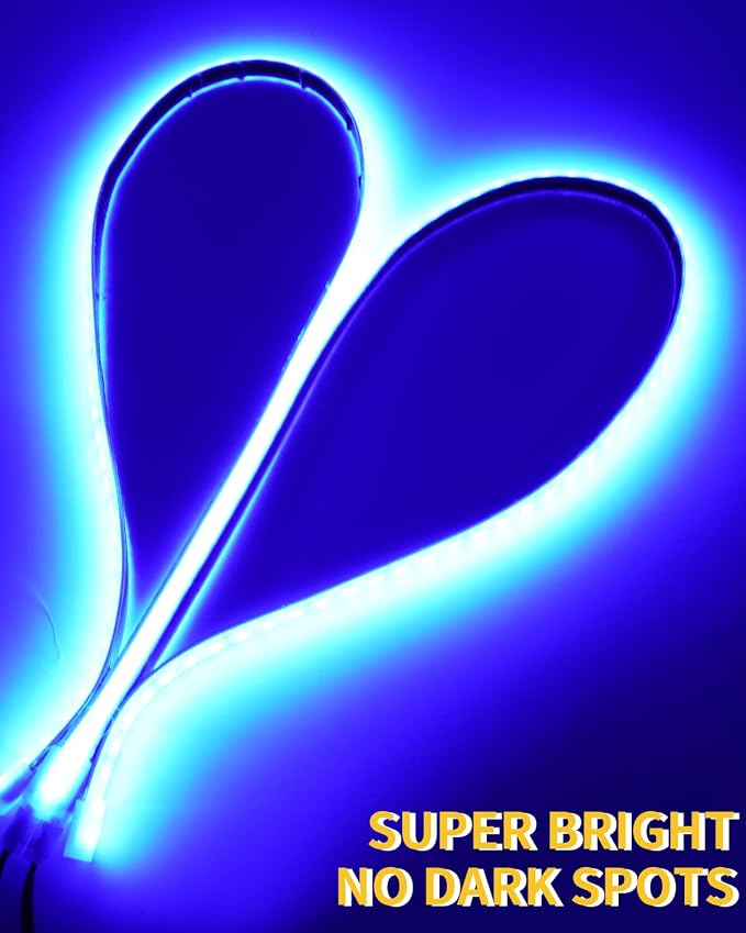 YM E-Bright Led Strip Lights for Cars Boat Motorcycle Golf Cart Interior Exterior Cuttable Underwater Marine Lighting IP68 Waterproof 24inch 60CM 72SMD 12v,Blue(Pack of 4) - Image 5
