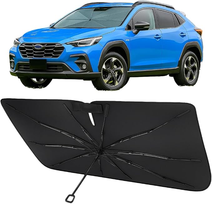 Proadsy Custom Fit 2018-2023 Subaru Crosstrek Windshield Sun Shade Umbrella | Advanced Ice Crystal Material, -54°F Cooler, Zero-Gap Sunblock, Instant Setup & Foldable Design for Summer Parking, Daily Use by Proadsy