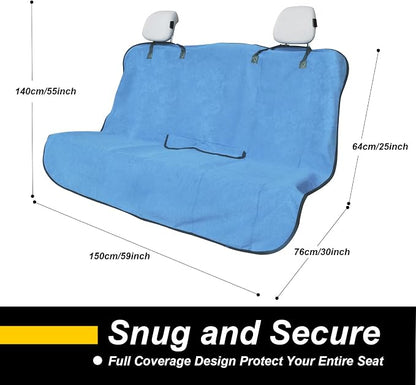 Back Seat Cover for Car Trucks Van SUV,Waterproof Rear Bench Towel Seat Covers for Dogs and Kids,Automotive Backseat Protector (Sky Blue) - Image 4