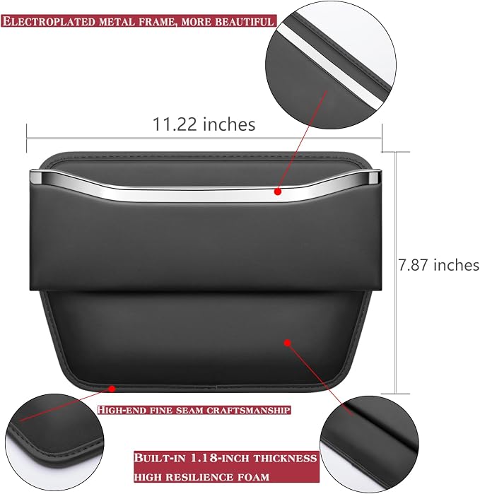 HOLDCY Car Seat Gap Filler Organizer - Leather Console Side Pocket Seat Storage - Stylish and Practical Car Accessories for Cars,SUV,Truck (Black - 1 Pack) - Image 3