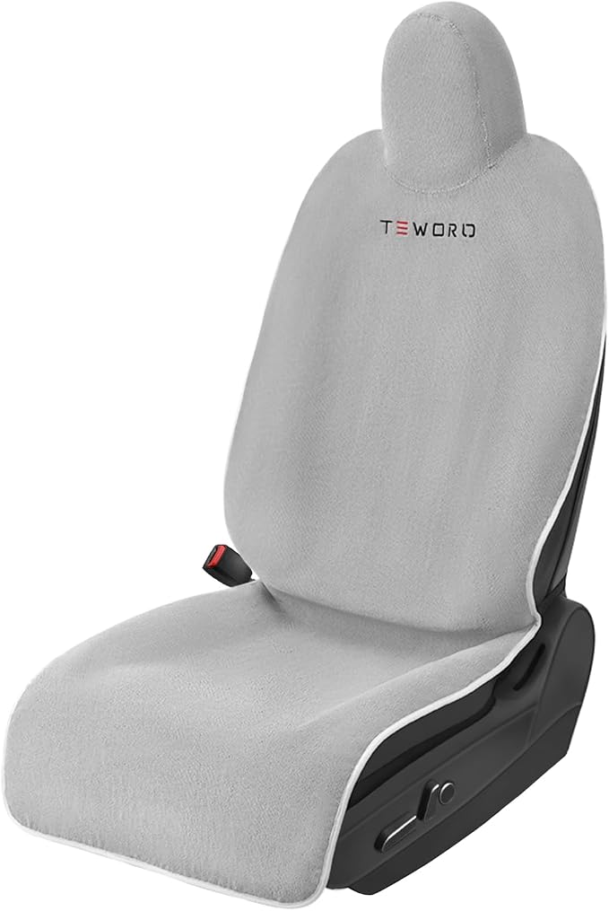 Premium Microfiber Towel Tesla Model Y Juniper/3 Seat Cover, Waterproof | Sweatproof | Machine Washable | Non-Slip, Seat Protector for Tesla Model 3/Y 2016-2026 Interior Accessories - (1Pack, Gray) by TEWORLD