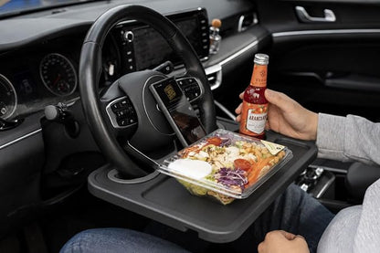 2-in-1 Steering Wheel Tray Table & Car Desk, Black Limited | Car Table Tray for Parked Laptop Work, Meals, Cup Holder Use, Wheel Covers, Pickups, SUVs, and Travel Breaks - Image 7
