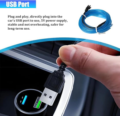 Car LED Strip Lights, 16.4FT 5V Waterproof Flexible Vehicle Ambient Lighting Kits with USB Port, Automotive Lamp Strips Decorations, Universal for SUV Automobile Truck (Blue) - Image 4