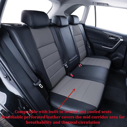 coverdream Custom Seat Covers Compatible with Select Toyota Corolla L,LE 2020 2021 2022 Models - Leatherette (Black/Gray,Full Set) - Image 3