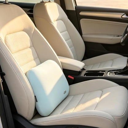 Lumbar Support Pillow Summer Soft Latex Lower Back Cushion for Car Seat | Work From Home Essentials, Cooling Slim Nap Pillow, Chair Recliner Waist Relief, Memory Foam Office Accessories, Light Blue - Image 2