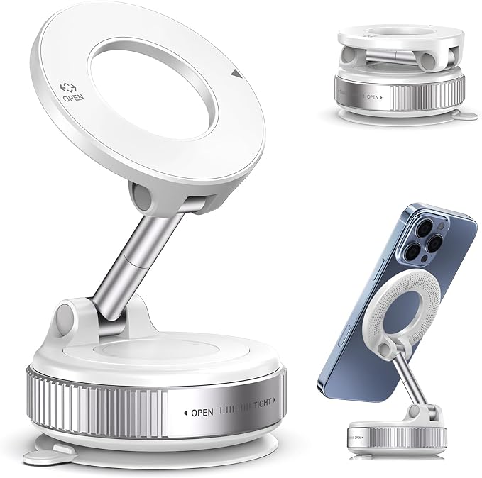 Jikasho Magnetic Phone Holder for Car, Suction Cup Phone Mount for Magsafe | 360° Adjustable Vacuum Car Phone Mount, Hands-Free Phone Holders for Your Car for iPhone 17 Pro Max 16 15 14 13 12 Air Plus by Jikasho