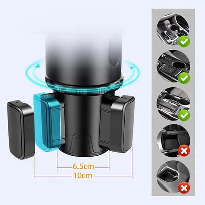 360° Rotatable Car Cup Holder Expander Tray - Adjustable Auto Food Table Desk with Anti-Slip Base, Universal Fit for Front & Back Seat, Holds Snacks, Phones, Drinks (18kg Load Capacity) - Image 6