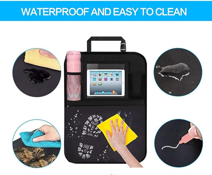 Premium Backseat Organizer for Kids 2 Pack, Heavy Duty Waterproof and Stain Resistant Kick Mats Back Seat Protector, Durable Backseat Car Organizer with Tablet Holder+Storage Pockets - Image 3