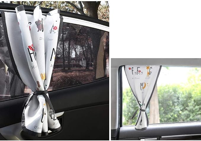 Magnetic Car Sun Shade Curtain for Side Window – Sun Blocker and UV Protector for Baby, Kids, and Pets – Universal Fit with Built-in Magnets for Steel-Framed Door (Be-Kids Alphabet) - Image 4