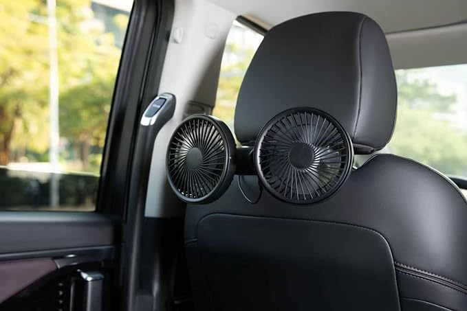 Pelidox Car Fan for Backseat - 3 Speeds 360° Rotation Dual Head USB Back Seat Cooling Fan Kids Baby Quiet Fan with LED Display for Almost Vehicle Jeep Van RV Truck - Image 5