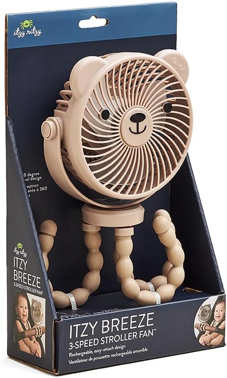 Itzy Ritzy Baby Stroller Fan, Rechargeable Fan with Wraparound Legs (Bear) | 360° Swivel, Flexible Wraparound Legs Attach to Strollers & Car Seats, USB Rechargeable with 3 Speeds for Cooling On the Go - Image 9