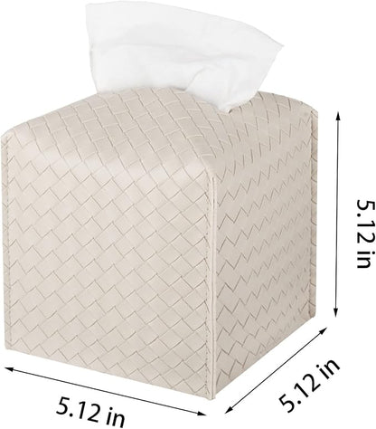 Tissue Box Cover PU Leather Tissue Holder Square Facial Tissue Case Facial Paper Organizer Dispenser for Bathroom, Vanity Countertop, Tabletop, Car, Griege (Pack of 2) - Image 6