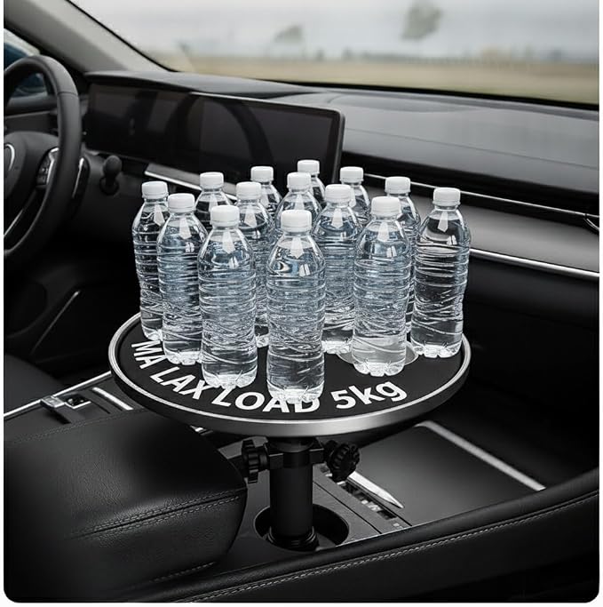 Car Desk for Laptop, Car Tray & Car Food Tray with Cup Holder ，Height-Adjustable 360° As Car Seat Tray Or Car Table Tray, Compatible with Tesla Model 3/Y/S, Ford/Most Vehicles (Black) - Image 3
