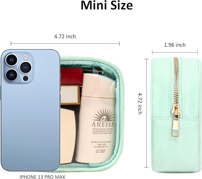 Small Clear Makeup Bag for Purse Small Cosmetic Bag Travel Size Toiletry Bags Cute Travel Makeup Bag,Coin Purse Pouch Easter Gifts for Teen Girls (Clear-Green) - Image 7