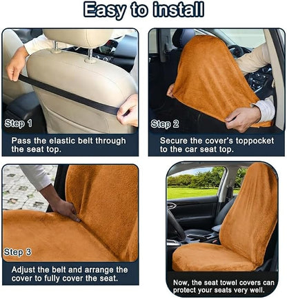 Car Seat Towel Cover, Universal Front Seat Protector for Cars, SUVs and Trucks, Sweat Towel Car Seat Cover for Gym, Yoga, Swimming, Pets and Family Travel, Golden Sunset, 2 Pack - Image 7