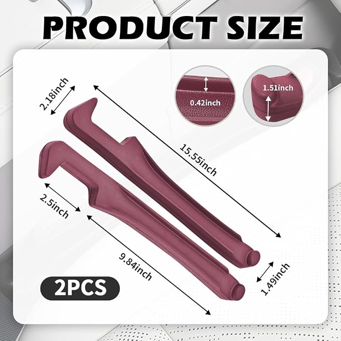 2PCS Car Seat Gap Filler Organizer,3 in 1 Car Seat Side Gap Filler with Hook for Avoiding Dropped Items,Universal No Drop Seats Guard for Filling Gaps 1.37-1.49 Inch Wide (Red) - Image 2