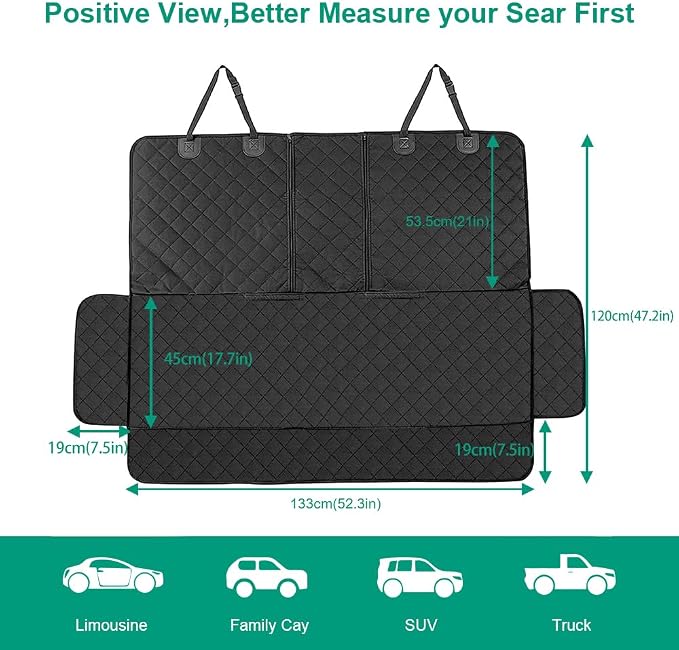 ANOSOSPECIAL Dog Car Seat Cover for Back Seat Cover,Non Stick Fur Rear Seat Protector for Pet,Nonslip Waterproof Durable Universal Fit Interior Backseat Covers for Auto Van SUV (Pack of 2) - Image 2