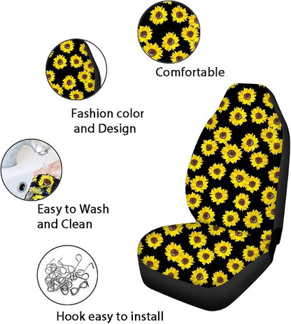Vintage Chinese Ink Painting Floral Universal Car Seat Covers Breathable Vehicle Front Bucket Seat Protector for Most Car,SUV,Truck,Sedan or Van -Pack of 2 - Image 3