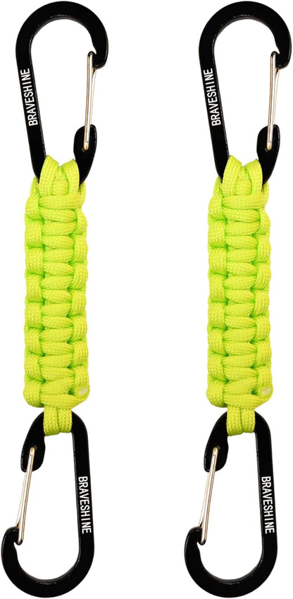 BRAVESHINE Paracord Keychain Carabiner Clip | D Ring Hanger Lanyard Hook | 7.3inch Long | for Stroller, Water Bottle, Key, Backpacks, Men, Women, Luggage, Car Seat Headrest, Fence, Bag Charms by BRAVESHINE