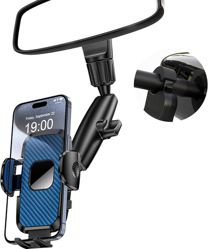 Rear View Mirror Phone Holder, 360° Rotating Car Phone Holder Mount Compatible with All 4-7 Inch iPhone and Android Cell Phones (Blue) by JDHDL