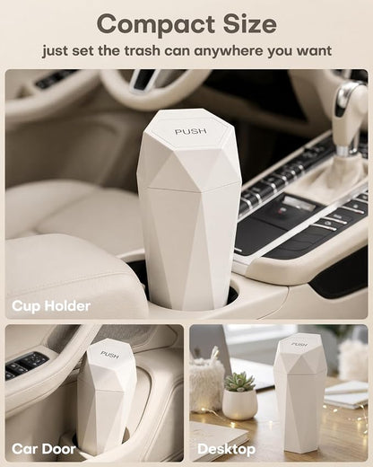 HOTOR Car Trash Can with Lid, Leakproof, Beige, 1 Pack | Car Accessories for Interior, Garbage Can with 15 Attached Trash Bags, Multipurpose Organizer and Storage for Home & Office - Image 5