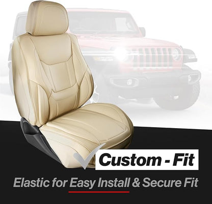 Coverland Custom SUV Car Seat Covers for 2019-2024 Subaru Forester | Premium Waterproof Faux Leather Non-Slip Memory Foam Airbag Compatible Custom Fit Interior Protector [Full Set-Beige] - Image 2