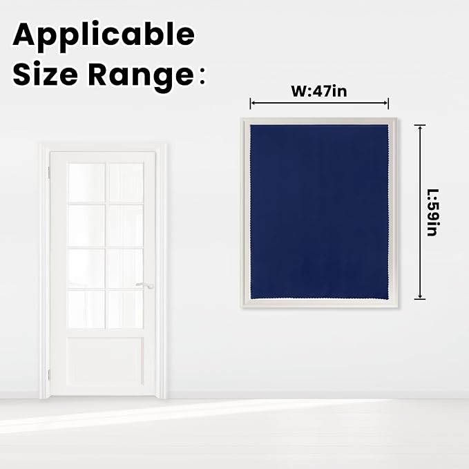 Self Adhesive Portable Blackout Curtains for Bedroom Easy to Install Window Thermal Lnsulated Kitchen Room Darkening Small Window Curtains, 47" W X 59" L, Navy Blue, 1 Panel - Image 7