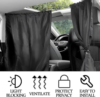 3PCS Car Window Shades Kit, Magnetic Light Blocking UV Protection Privacy Divider Curtains & Side Window Covers, Double Layer Automotive Sunshades Curtains, Universal for Vehicles - Image 3