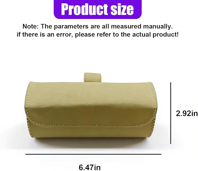 Sunglasses Holder for Car Sun Visor, Leather Car Sunglass Holder with Hidden Magnetic Closure, Clip On Glasses Case, Universal Storage Box Organizer Accessories (Beige) - Image 2