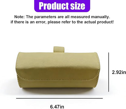 Sunglasses Holder for Car Sun Visor, Leather Car Sunglass Holder with Hidden Magnetic Closure, Clip On Glasses Case, Universal Storage Box Organizer Accessories (Beige) - Image 2