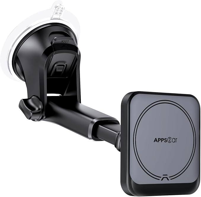 APPS2Car for MagSafe Car Mount, Magnetic Phone Holder with Suction Cup | 17 Strong Magnets & Adjustable Arm, Dashboard & Windshield Phone Mount Compatible with MagSafe Case iPhone 12–17 Series by APPS2Car