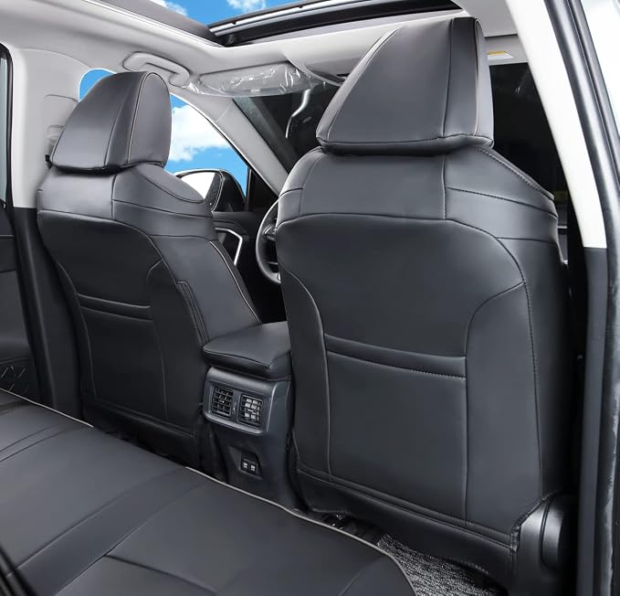 Custom Seat Covers for RAV4 (Not for Hybrid) Fit for Toyota RAV4 LE Limited XLE 2019 2020 2021 2022 2023 2024 2025 with Waterproof Faux Leather (LU01-XLE, Pure Black) - Image 2