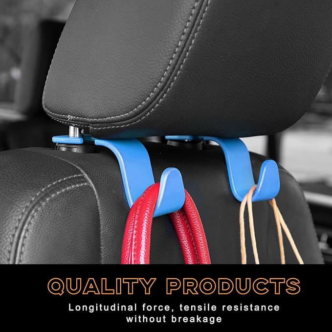 povtii 4PCS Car Seat Headrest Hook, Auto Back Seat Hanging Storage Organizer, Vehicle Seatback Hanger Holder for Purse Handbag Coat Umbrella, Universal Interior Car Accessories (Light Blue) - Image 5