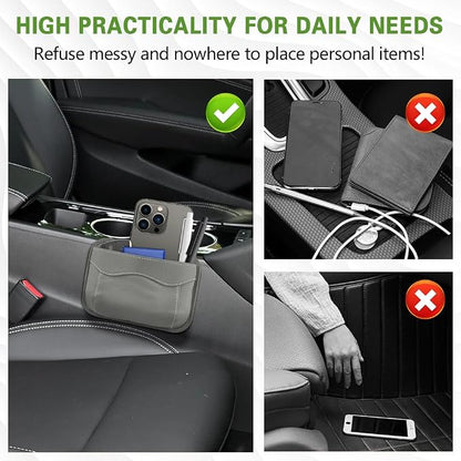 Car Seat Side Pocket Organizer, PU Leather Car Seat Gap Filler Bag, Car Seat Pocket Storage Bag for Phone, Keys, Sunglass, Wallet, Car Organizer Accessories for Seat, Door, Window (Grey) - Image 4