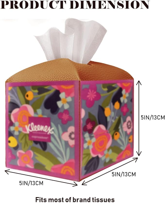 Tissue Box Cover Holder Square Tissue Cube Cover PU Leather Tissue Organizer with Bottom Belt for Bathroom, Tabletop, Car, Night Stands, Office, Home, Kitchen (1, Brown) - Image 5