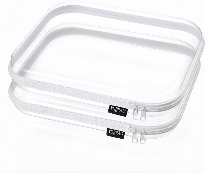 YQBRAO Clear Hard Shell Storage Organizer Set, 2-Pack, White | Two large rigid PET organizers for travel, beauty, office supplies and everyday storage by Unknown