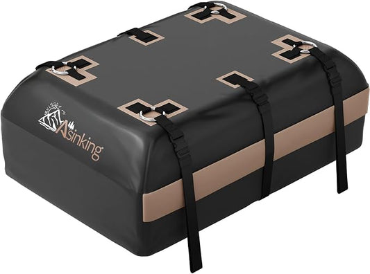 Car Rooftop Cargo Carrier Bag, 15 Cubic Feet Waterproof Roof Cargo Bag for Sedan SUV Minivan, Fit Vehicles with/Without Roof Rack, Sidebars & Crossbars - Max Size 44" L x34 W x17 H by Asinking